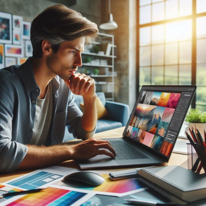 designer choosing premium vectors