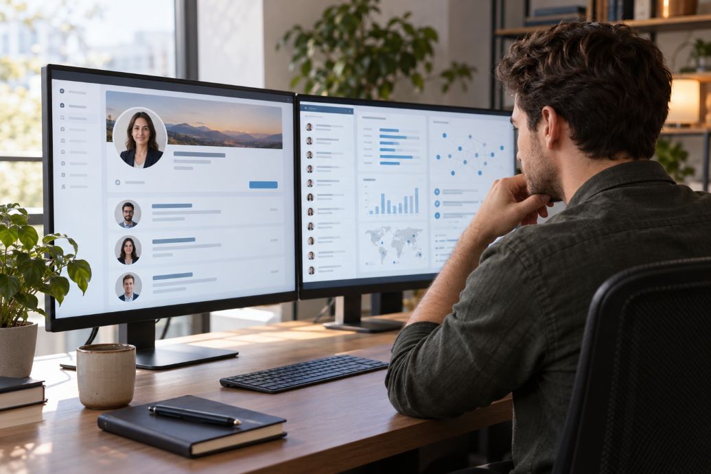 developer reviewing public professional-profile data